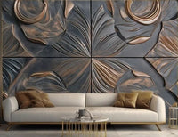 MU8844 Modern high-end golden gilded rock plate TV sofa background wall paper mural