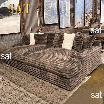 Hot Sales Thick Striped Corduroy Modular Sofa Set Furniture