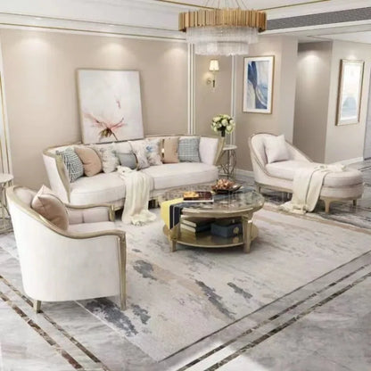 American light luxury solid wood sofa living room combination French fabric sofa simple European small apartment Internet celebr