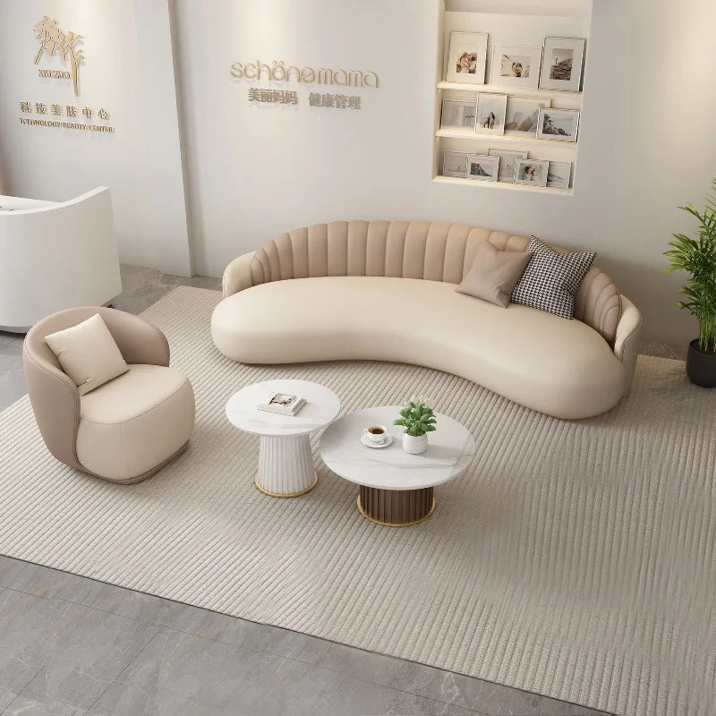 Light luxury comfortable clothing store, beauty salon rest area, lobby reception office, arc negotiation sofa