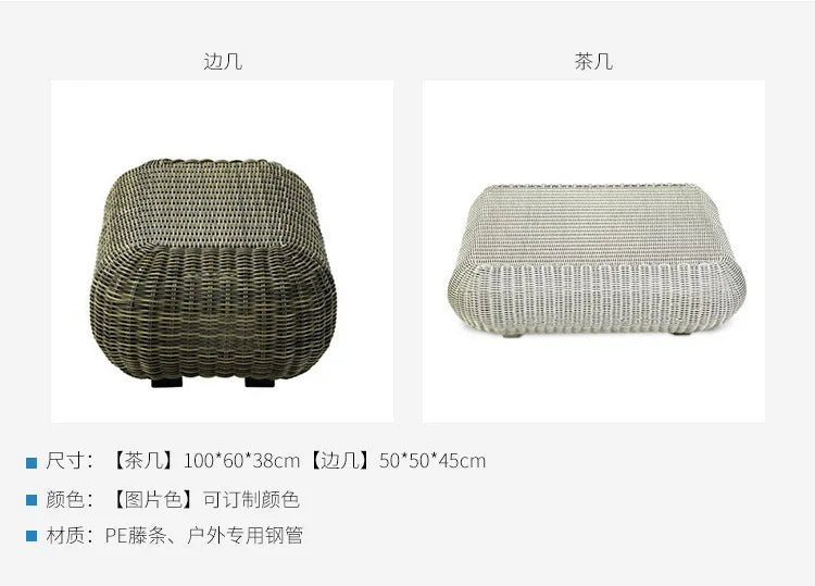 Outdoor courtyard rattan sofa rattan chair leisure sun room outdoor garden terrace round rattan sofa chair open-air furniture