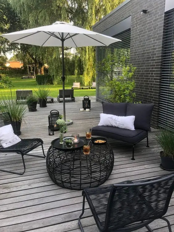 Nordic Modern Design Outdoor Rattan Furniture Rainproof Sunproof for Courtyard Balcony Villa Open-Air Leisure Outdoor Sofa Set