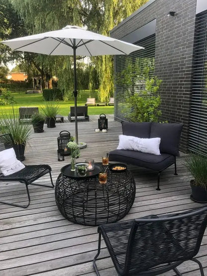 Nordic Modern Design Outdoor Rattan Furniture Rainproof Sunproof for Courtyard Balcony Villa Open-Air Leisure Outdoor Sofa Set