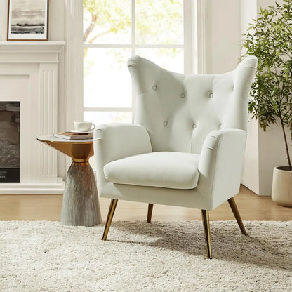 Velvet Accent Chair, Modern Wingback Arm Chair with Metal Gold Legs, Velvet Tufted Upholstered for Living Room, Customized