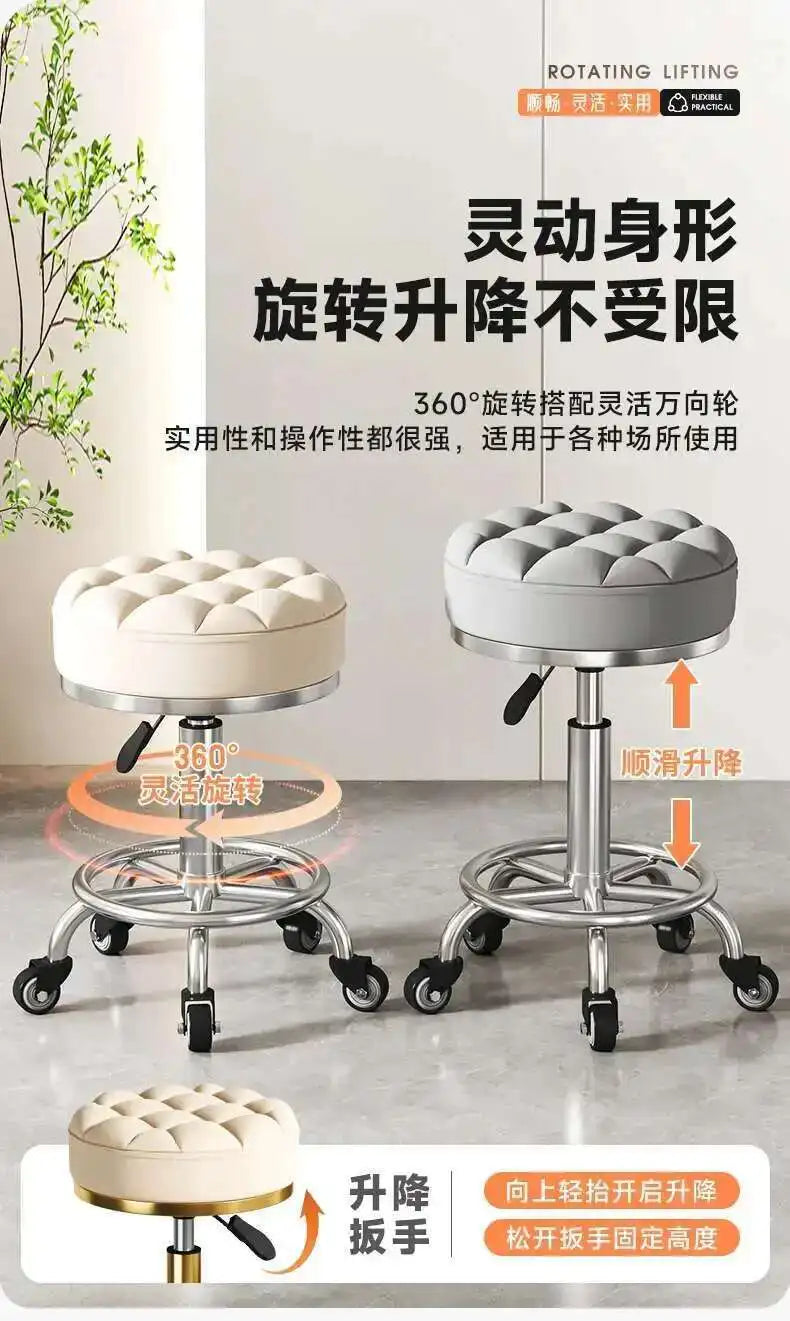 Beauty Chair Specifically Designed for Beauty Salon Adjustable Rotating Pulley Hair Salon Round Stool Tabouret A Roulette 원형의자