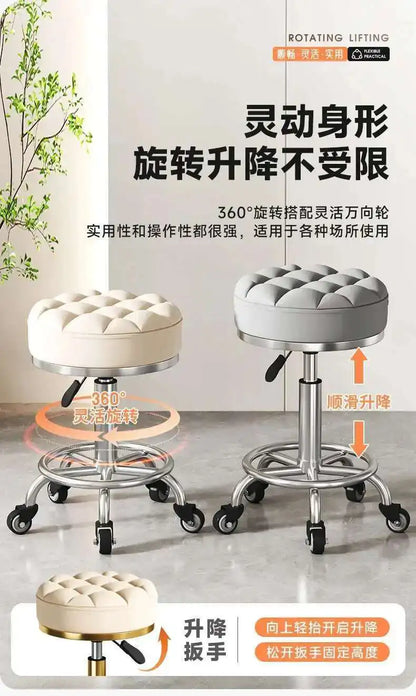 Beauty Chair Specifically Designed for Beauty Salon Adjustable Rotating Pulley Hair Salon Round Stool Tabouret A Roulette 원형의자