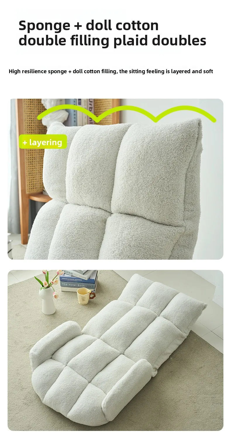 Folding lazy sofa,lounge chair,winter family bedroom balcony leisure chair,velvet fabric, adjustable backrest chair,soft cushion