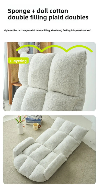 Folding lazy sofa,lounge chair,winter family bedroom balcony leisure chair,velvet fabric, adjustable backrest chair,soft cushion