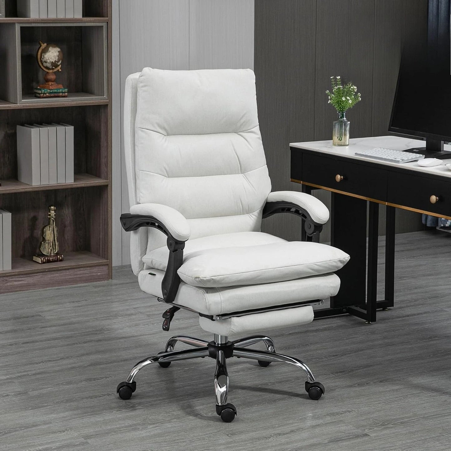 Microfibre Executive Massage Office Chair, Computer Desk Chair, Heated Reclining Chair with Footrest, Customized