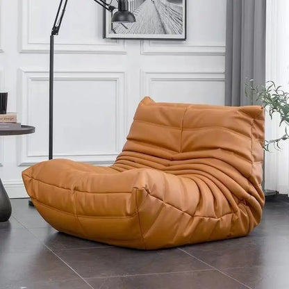 Single sofa living room bedroom lazy fabric leather leisure chair small apartment cream wind