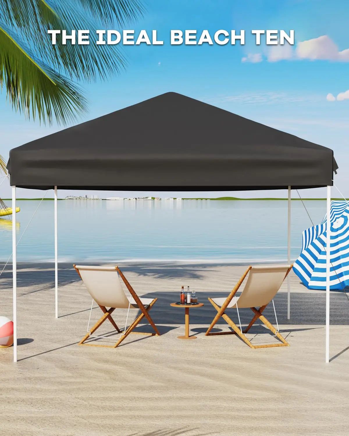 10x10 FT Pop Up Canopy Tent with 3 Adjustable Heights – Outdoor Sun Shade Shelter, 4 Sandbags & Carry Bag, for Parties & Events