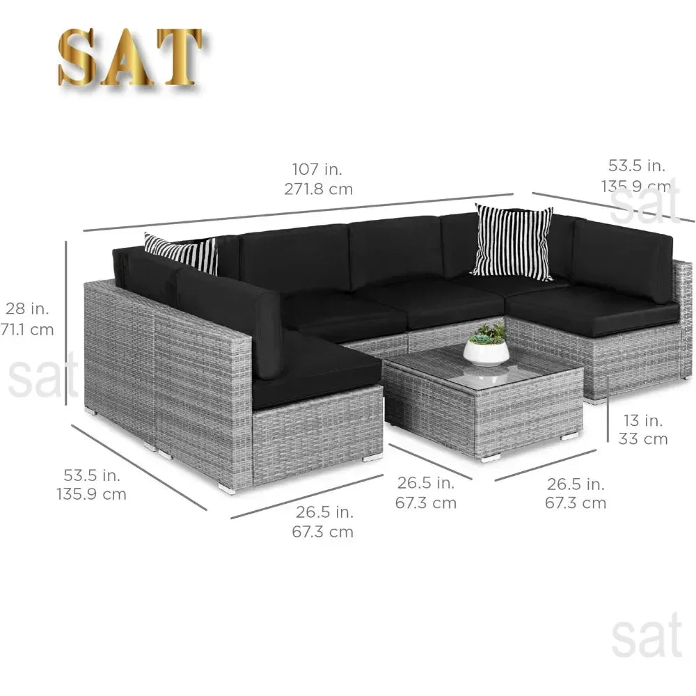 # Outdoor Furniture 7Piec Sets W/2Pillows, Coffee Table, Cover Included, Wicker Conversation Couch Set, Patio Furniture Set #