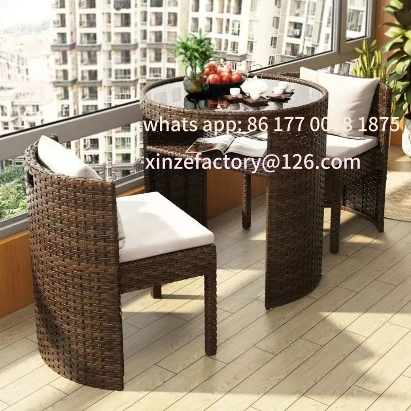 Customizable Balcony Courtyard Leisure Table and Chair Combination Rattan Chair Three Piece Set Tea Imitation Rattan Chair Tea