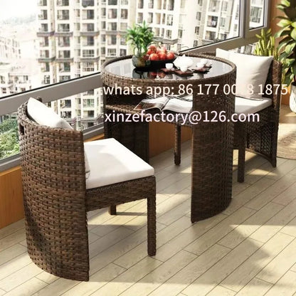 Customizable Balcony Courtyard Leisure Table and Chair Combination Rattan Chair Three Piece Set Tea Imitation Rattan Chair Tea