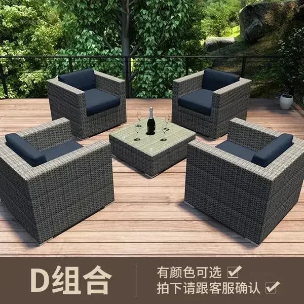 Luxury Terrace Courtyard Garden Furniture Outdoor Garden Sofa Combination Outdoor Waterproof Sun Protection Leisure Sofa Chair N
