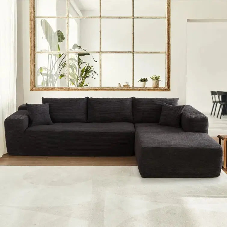 Modern tufted combination fabric compression combination sofa set L-shaped corner unit hotel villa apartment living room use