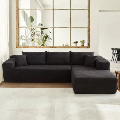 Modern tufted combination fabric compression combination sofa set L-shaped corner unit hotel villa apartment living room use