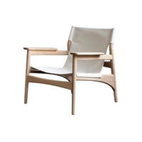 Japanese wabi-sabi style chair, Danish casual single chair, simple modern small apartment solid wood canvas chair