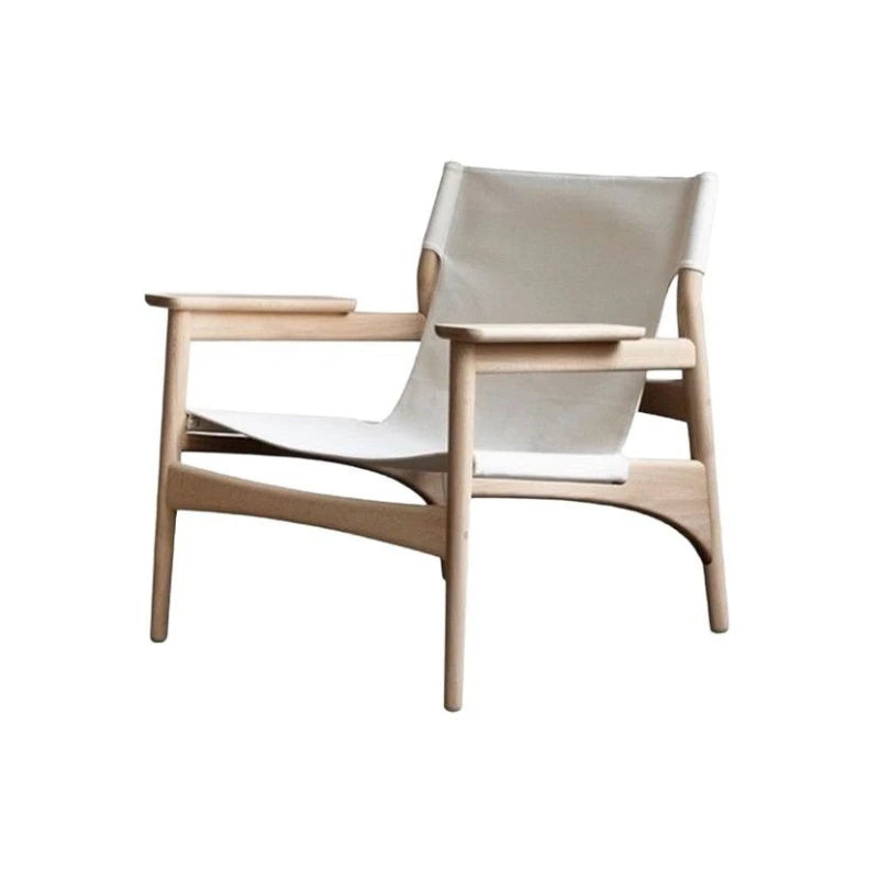 Japanese wabi-sabi style chair, Danish casual single chair, simple modern small apartment solid wood canvas chair