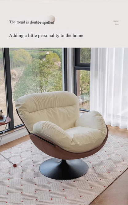 Modern Luxury Rotating Single Sofa Chair Lounge Chair Lazy Recliner Living Room Seat Lounge Bedroom 360 Degree Leather Designer