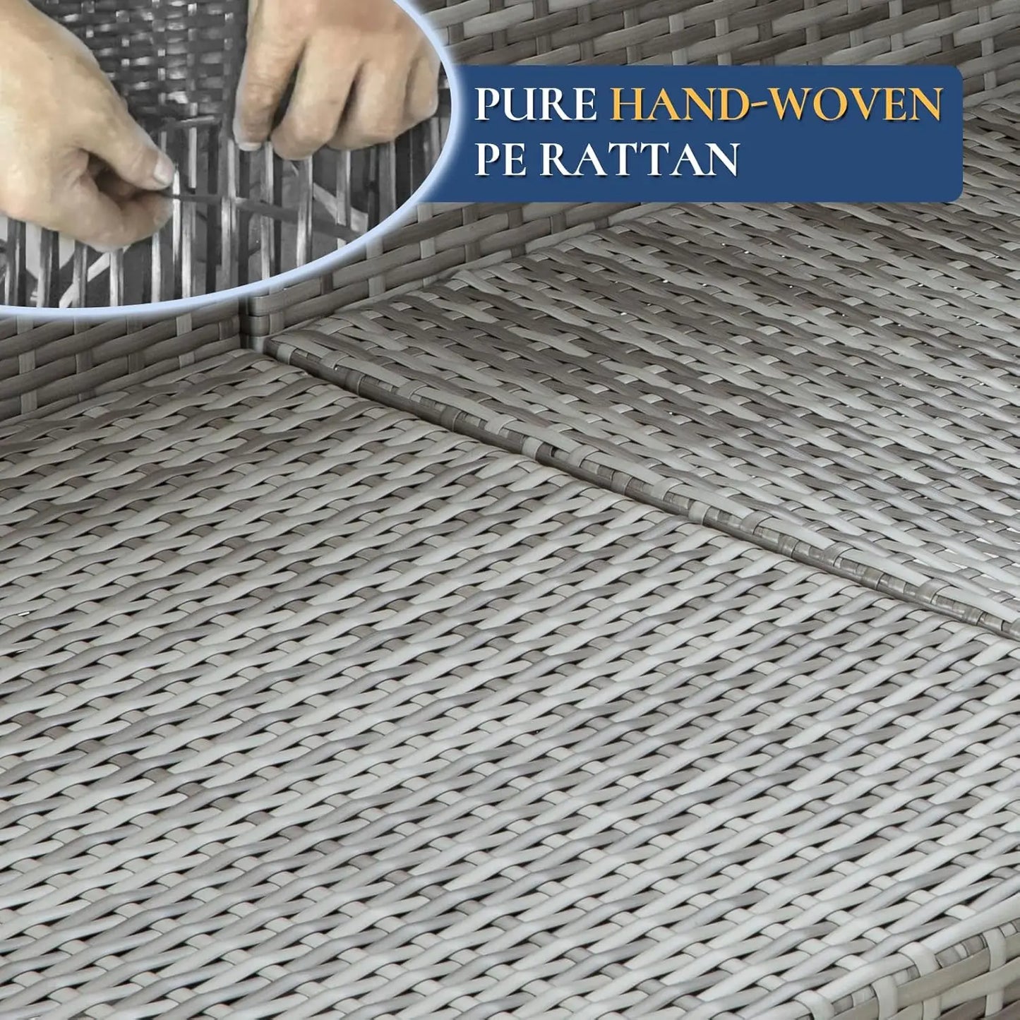 7 Pieces Outdoor Patio Furniture Set, Sectional Sofa Set Rattan Patio Conversation Sets with Couch Set &Table for Outside Garden