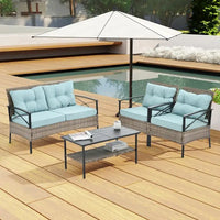 4-Piece Outdoor Wicker Furniture Set with Metal Table - Stylish Patio Seating for Relaxation and Entertainment