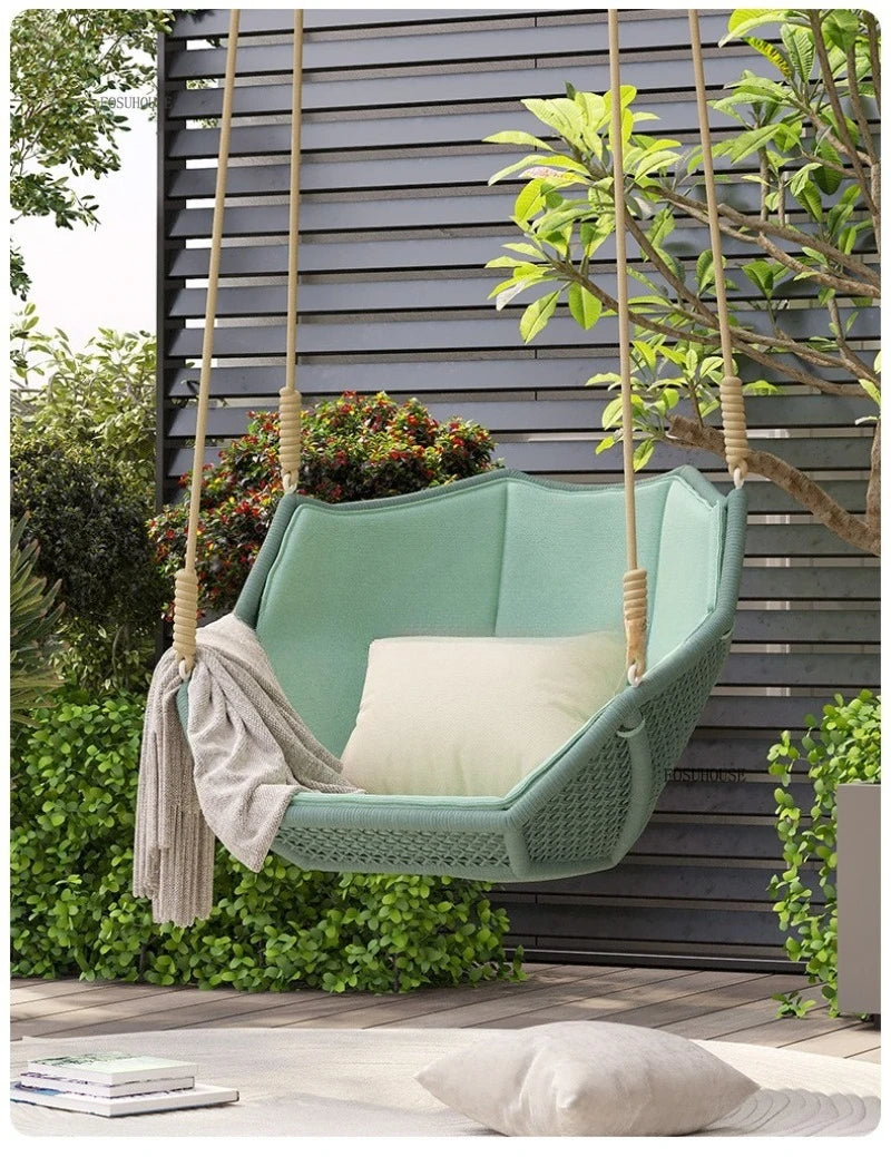 Outdoor Patio Swing Nordic Balcony Rocking Chair Indoor Adult Hanging Chairs Outdoor Single Swing Chairs Modern Hanging Basket Z
