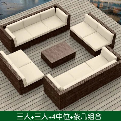 Outdoor rattan sofa combination living room rattan chair sofa outdoor rattan sofa courtyard balcony leisure