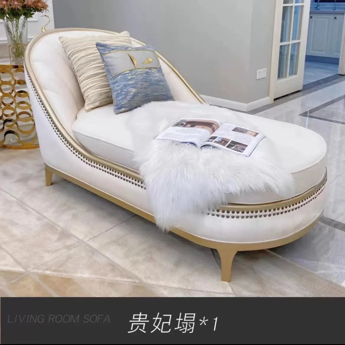 American light luxury solid wood sofa living room combination French fabric sofa simple European small apartment Internet celebr