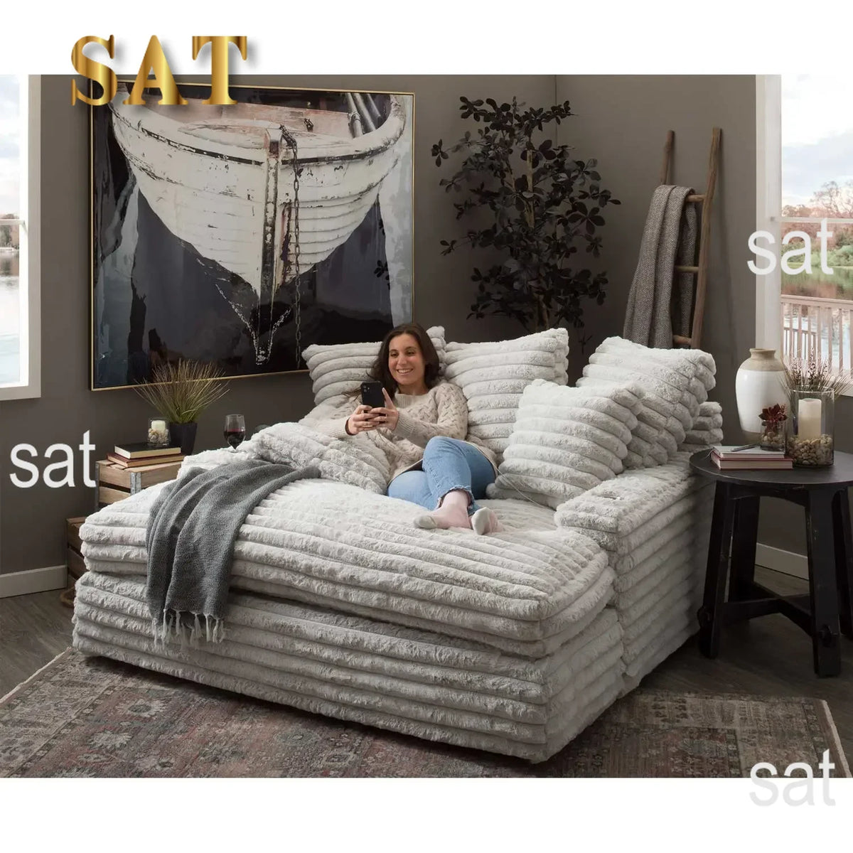 Hot Sales Thick Striped Corduroy Modular Sofa Set Furniture