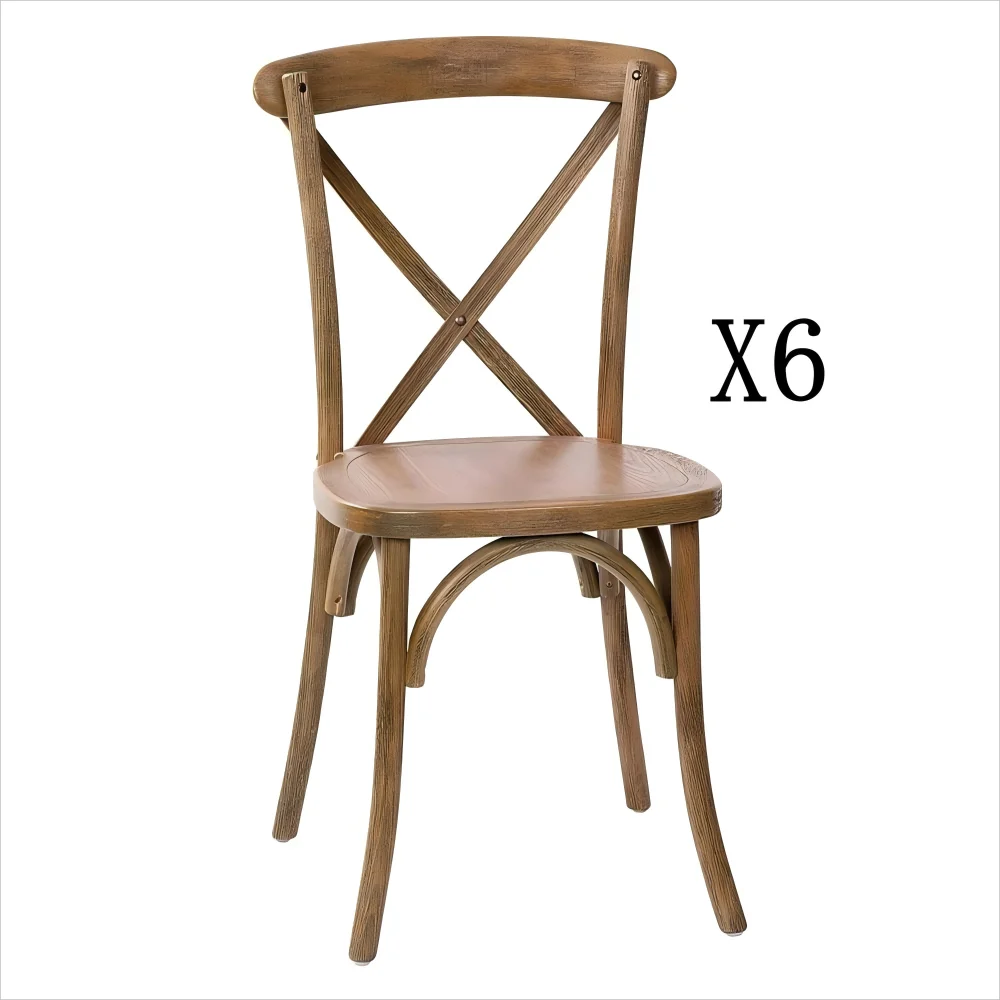 Stackable Natural Wood Grain Cross Back Chair for Outdoor Events Party Wedding