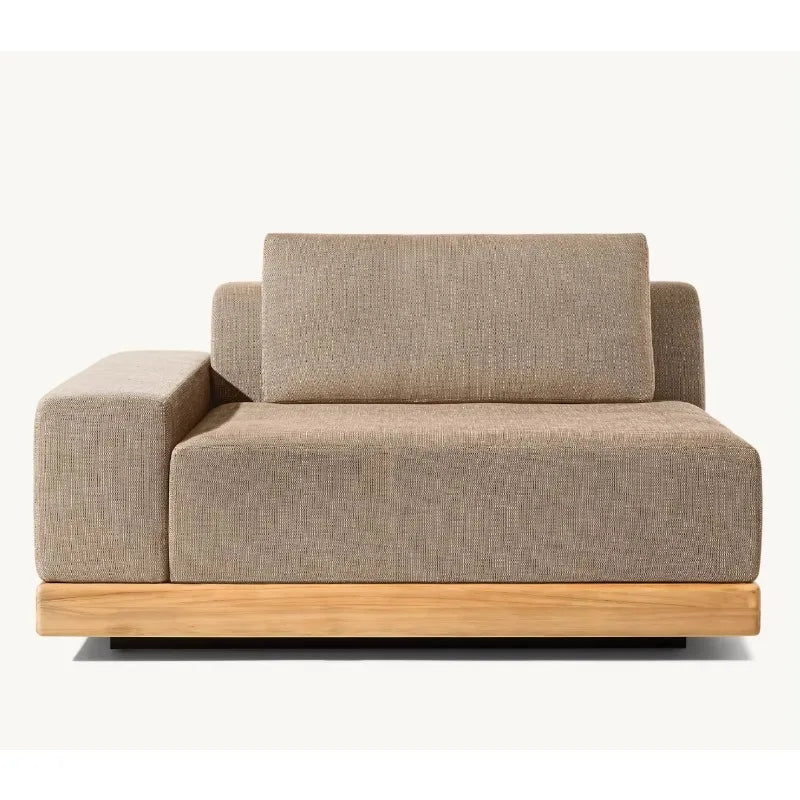 Modern Luxury All Weather Patio Garden Hotel Pool Sofa Set Outdoor Leisure Solid Wood Furniture Teak Modular Sofa L-Sectional