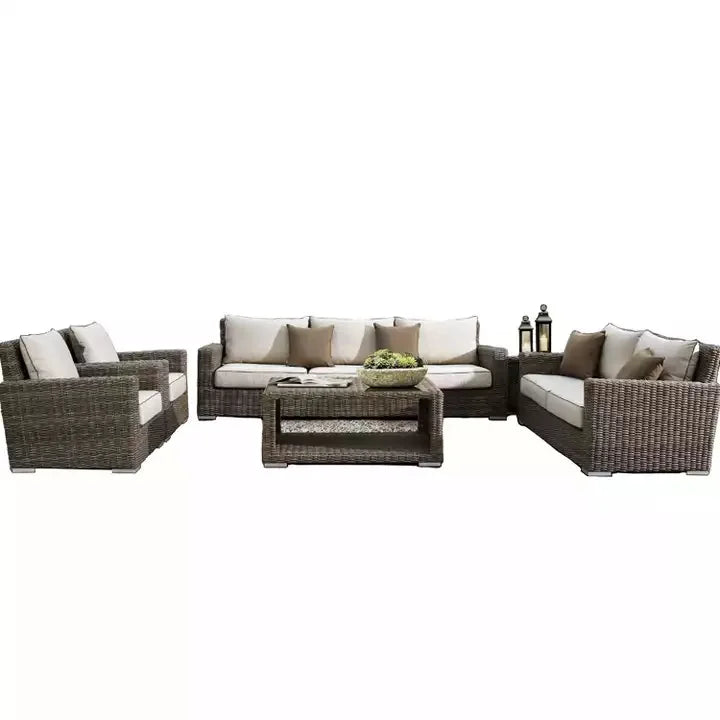 Luxury Modern Outdoor Aluminium Modular Waterproof Wicker Lounge Furniture Set Rattan Garden Sofas Set