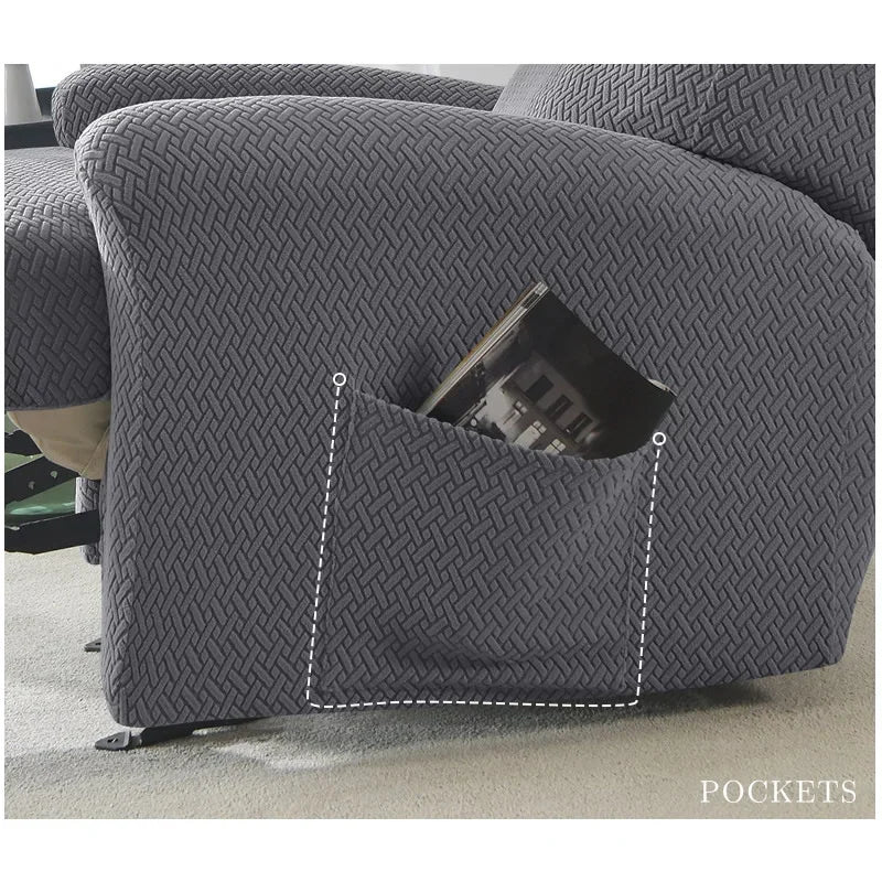1/2/3 Seater Recliner Sofa Cover Jacquard Solid Color Stretch Couch Coushion Solid Color Sofa Slipcover for Living Room Home