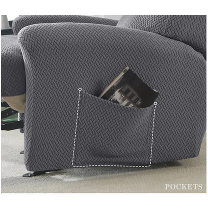 1/2/3 Seater Recliner Sofa Cover Jacquard Solid Color Stretch Couch Coushion Solid Color Sofa Slipcover for Living Room Home