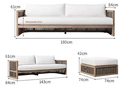 Outdoor villa courtyard sofa high-end teak sofa furniture combination hotel homestay waterproof