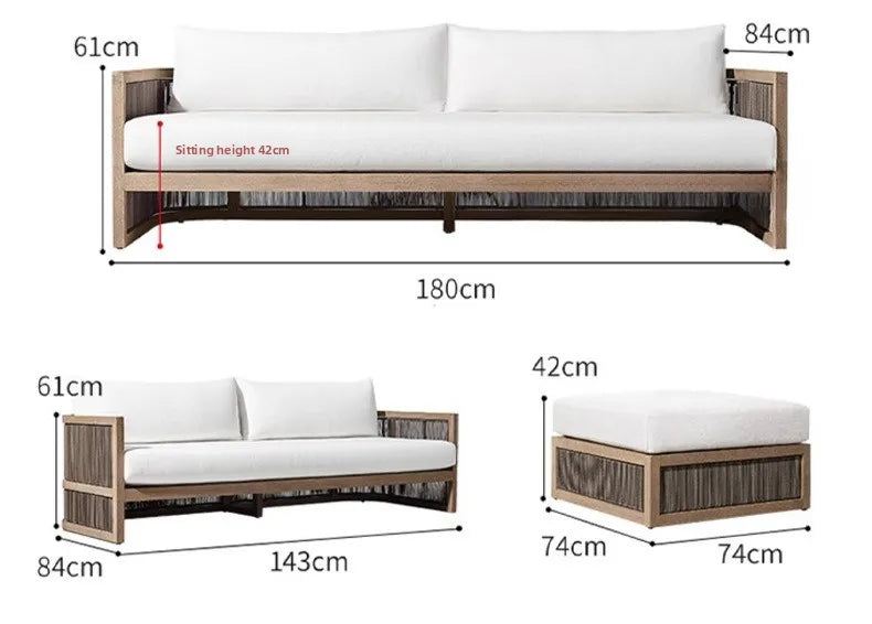 Outdoor villa courtyard sofa high-end teak sofa furniture combination hotel homestay waterproof