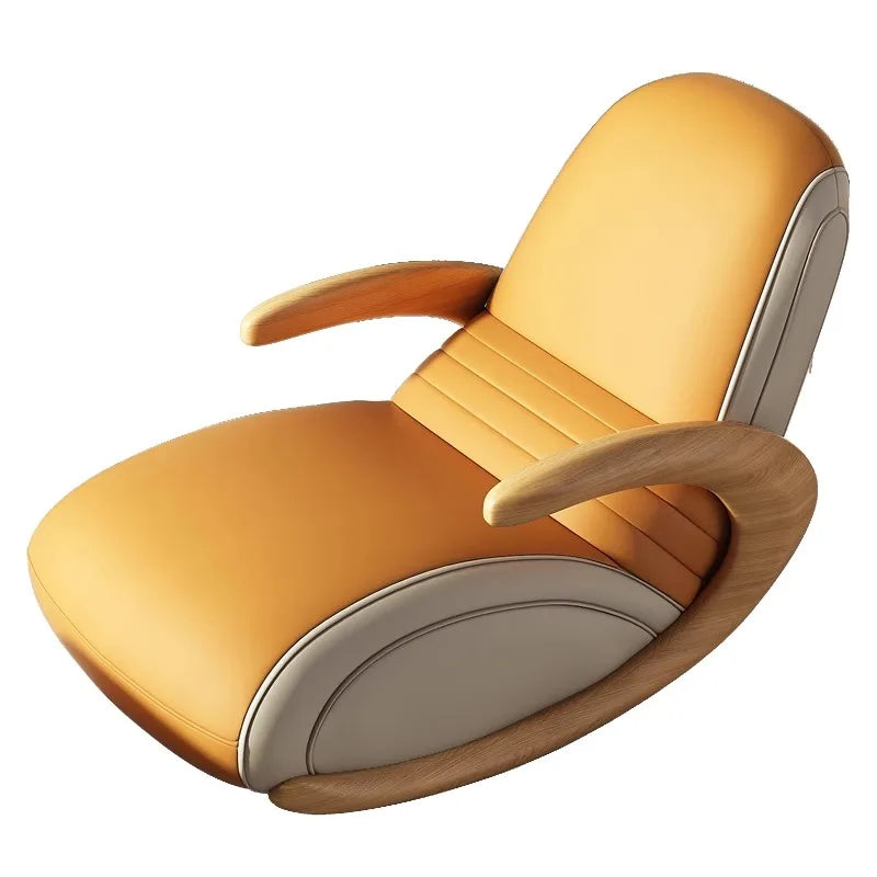 Accent Lazy Sofa Relax Armchairs Free-standing Home Lounge Balcony Furniture Modern Solid Wood Rocking Recliner Backrest Chair