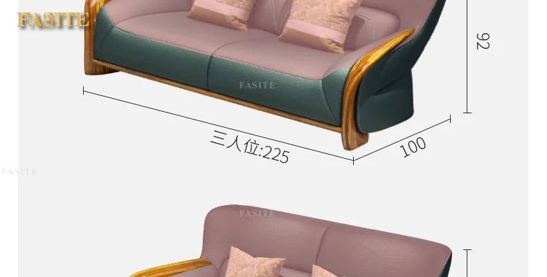Leather sofa combination home living room corner first layer cowhide modern new Chinese furniture
