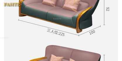 Leather sofa combination home living room corner first layer cowhide modern new Chinese furniture