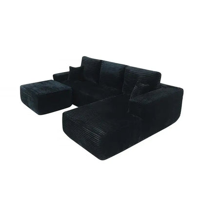 Modern U-Shaped Sectional Couch with Deep Seat, Plush Upholstered Sofa for Living Room and Bedroom, No Assembly Needed, Black