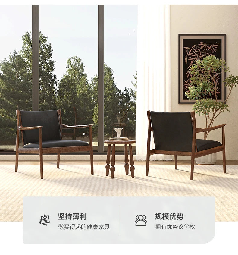 Solid wood medieval single sofa chair designer retro sofa hotel bed and breakfast living room balcony casual armrest chair