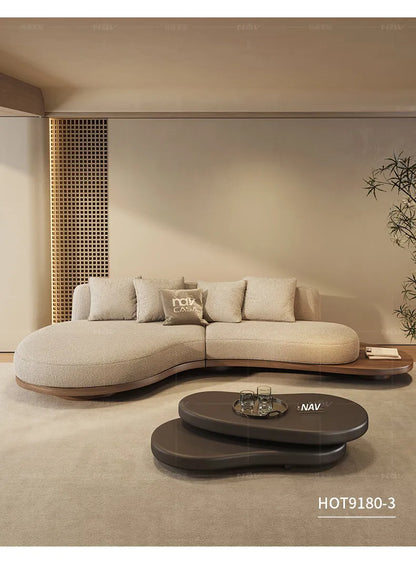 Walnut color special-shaped sofa disposable technology fabric modern wabi-sabi style living room home design sense
