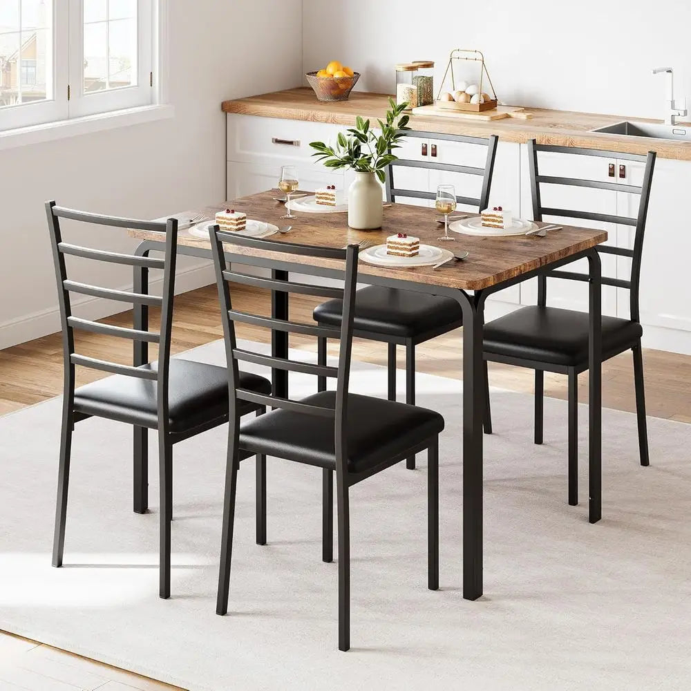 Kitchen Dining Room Table Chair Set for Small Space, Modern Dinette Set for 4, Square Dinner Table Set for Dinette, Breakfast, V