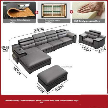 Luxury Leather Living Room Sofas Italian Home Sofa Bed Recliner Modern Designer Ergonomic Back Sofa Living Room Furniture