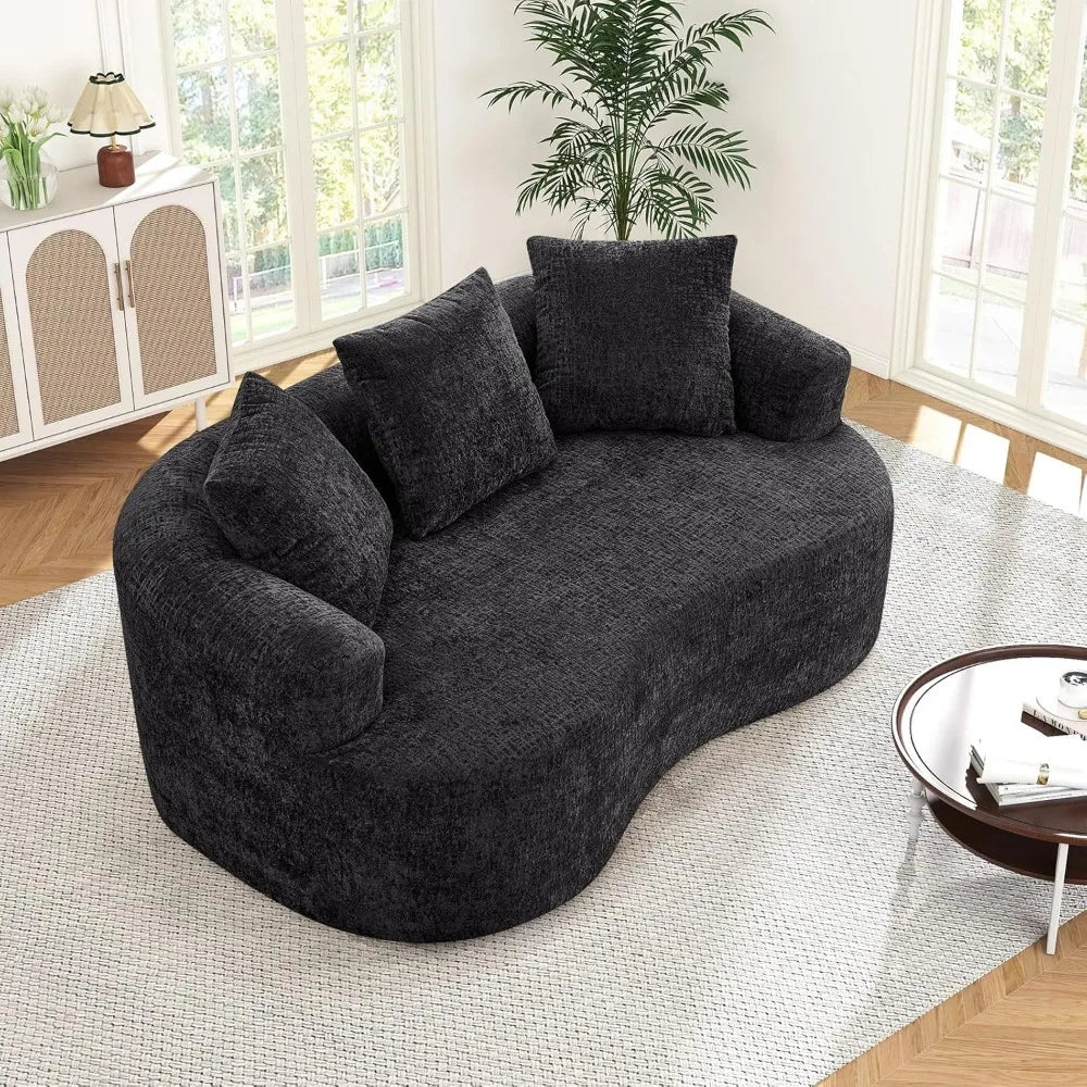 Modern Cloud-Inspired Chenille Loveseat with Pocket Springs and Memory Foam for Small Spaces: Plush and Comfortable Curved Secti