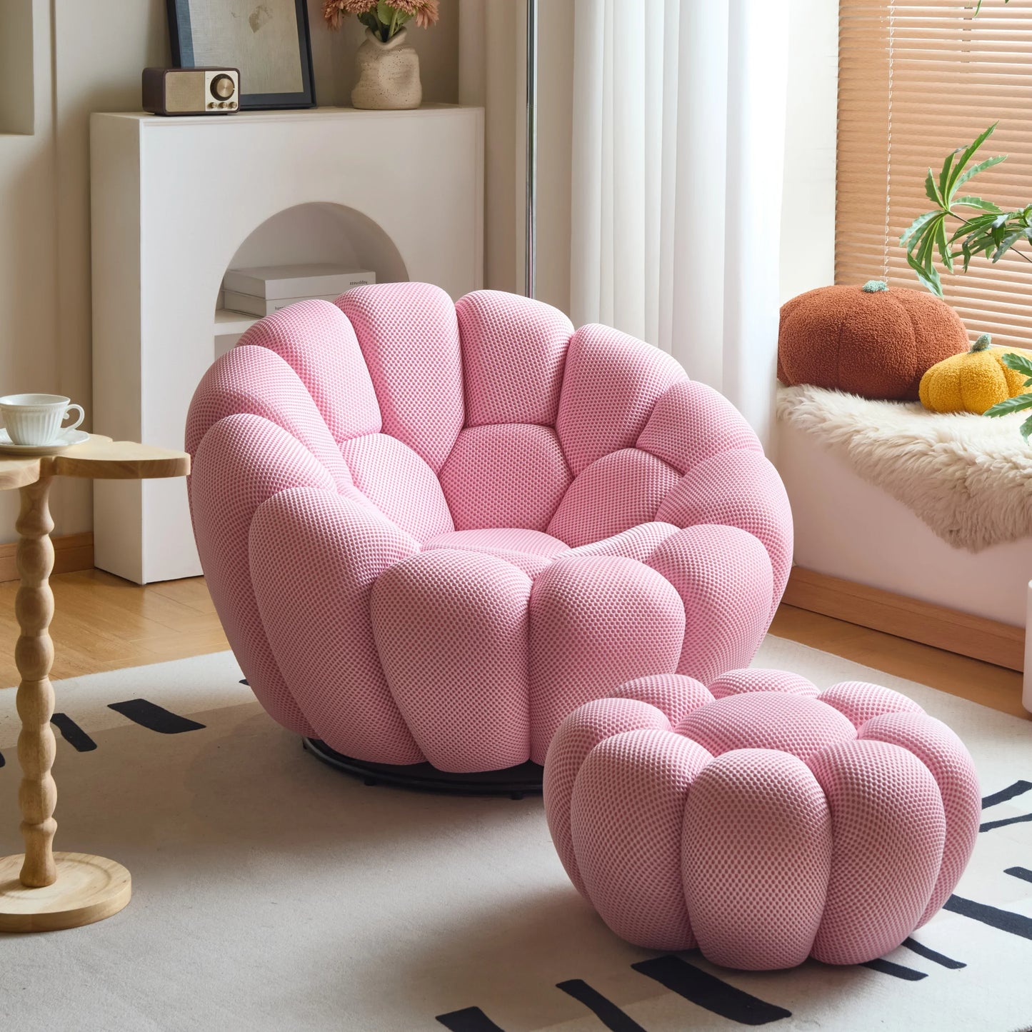 Modern Pumpkin Chair Luxury Bubble Sofa Single Lounge Seat Lazy Recliner for Bedroom Balcony Living Room Aesthetic Accent