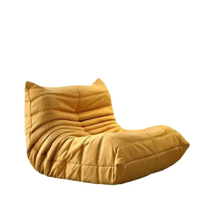 Single sofa living room bedroom lazy fabric leather leisure chair small apartment cream wind