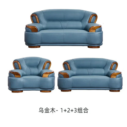 Designer Family Living Room Sofa Genuine Leather Sectional Floor Living Room Sofa Wood Minimalist Muebles Postmodern Furniture