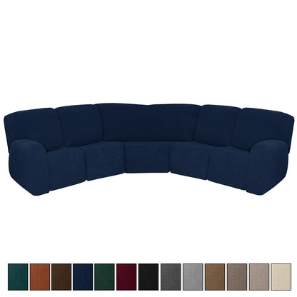 7PCS Jacquard L Shaped Corner Couch Covers Sectional Recliner Sofa Cover Stretch 5 Seater Corner Sofa Slipcover Couch Protector
